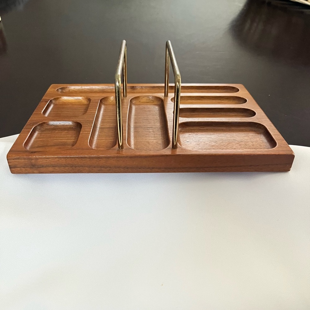 Vintage Dresser Valet Mid-Century Solid American Walnut and Brass 9.5 x 7.